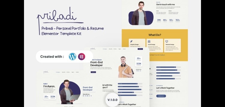 Item cover for download Pribadi - Personal Portfolio & Resume Elementor Template Kit