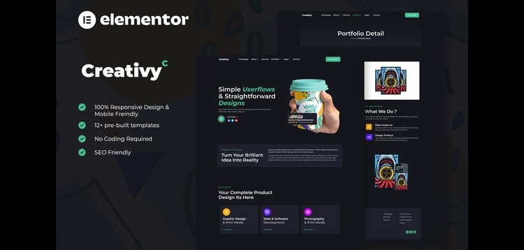 Item cover for download Creativy- Creative Agency & Portfolio Elementor Template Kit