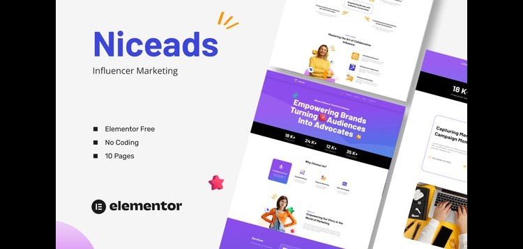 Item cover for download Niceads- Influencer Marketing Elementor Template Kit