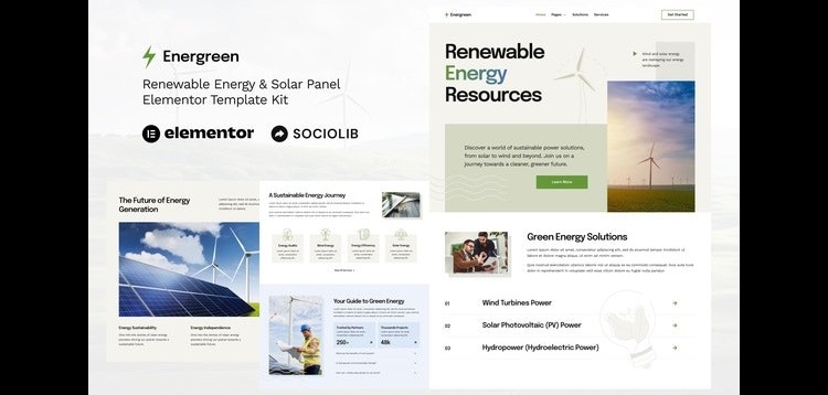 Item cover for download Energreen - Renewable Energy & Solar Panel Elementor Template Kit