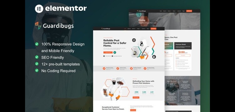 Item cover for download Guardibugs - Pest Control Service Elementor Pro Template Kit