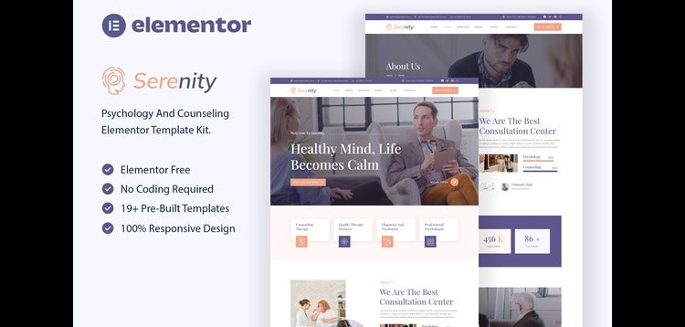 Item cover for download Serenity - Psychology & Counseling Elementor Template Kit