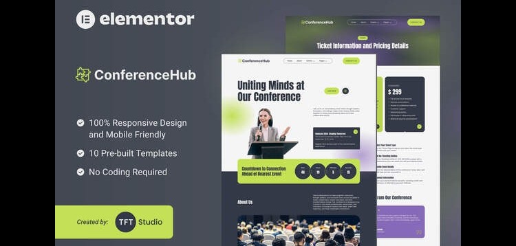 Item cover for download ConferenceHub - Professional Event Elementor Template Kit